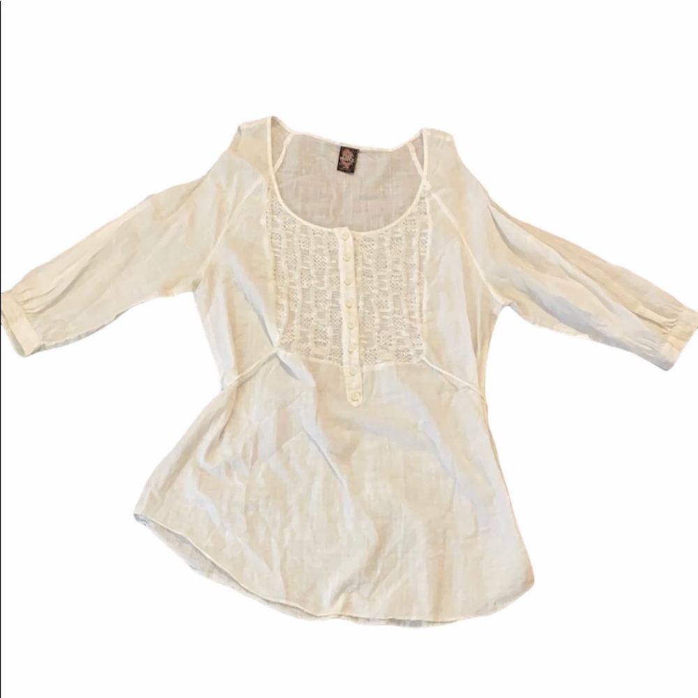 Free People White Cold Shoulder Blouse M
